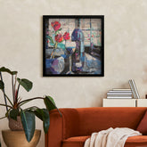 World of Wineries - Hand-Made Dimensional Art Collage, Under Glass, Encased on a Black Shadowbox Frame